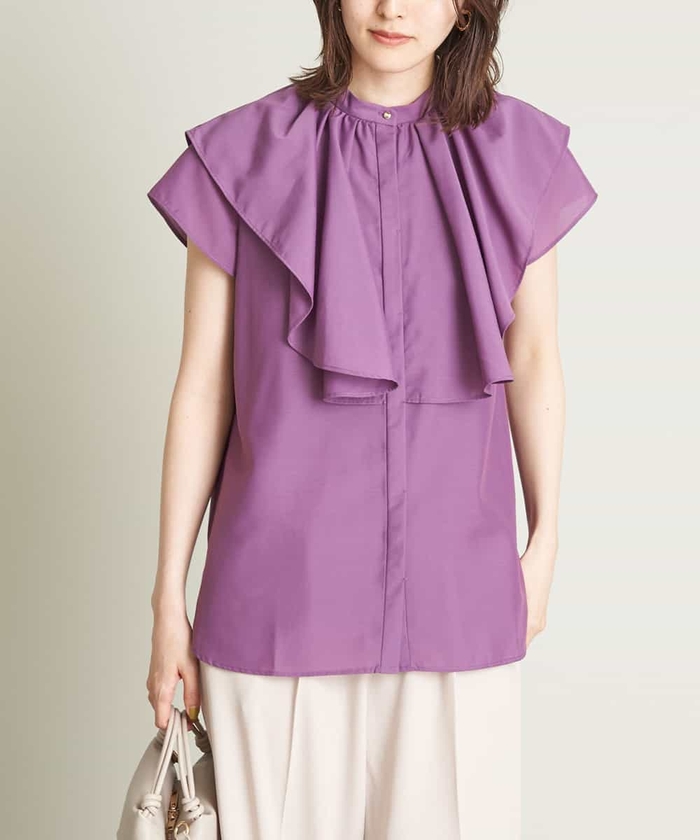 【美品/24SS】セオリーリュクス　Tomboy Azra フリル　ブラウス 美品✨セオリーリュクス 24SS フレンチスリーブブラウス フリル