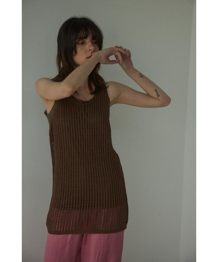 BLACK BY MOUSSY メッシュニットタンクトップ BLACK BY MOUSSY（ブラックバイマウジー）の「mesh knit tank