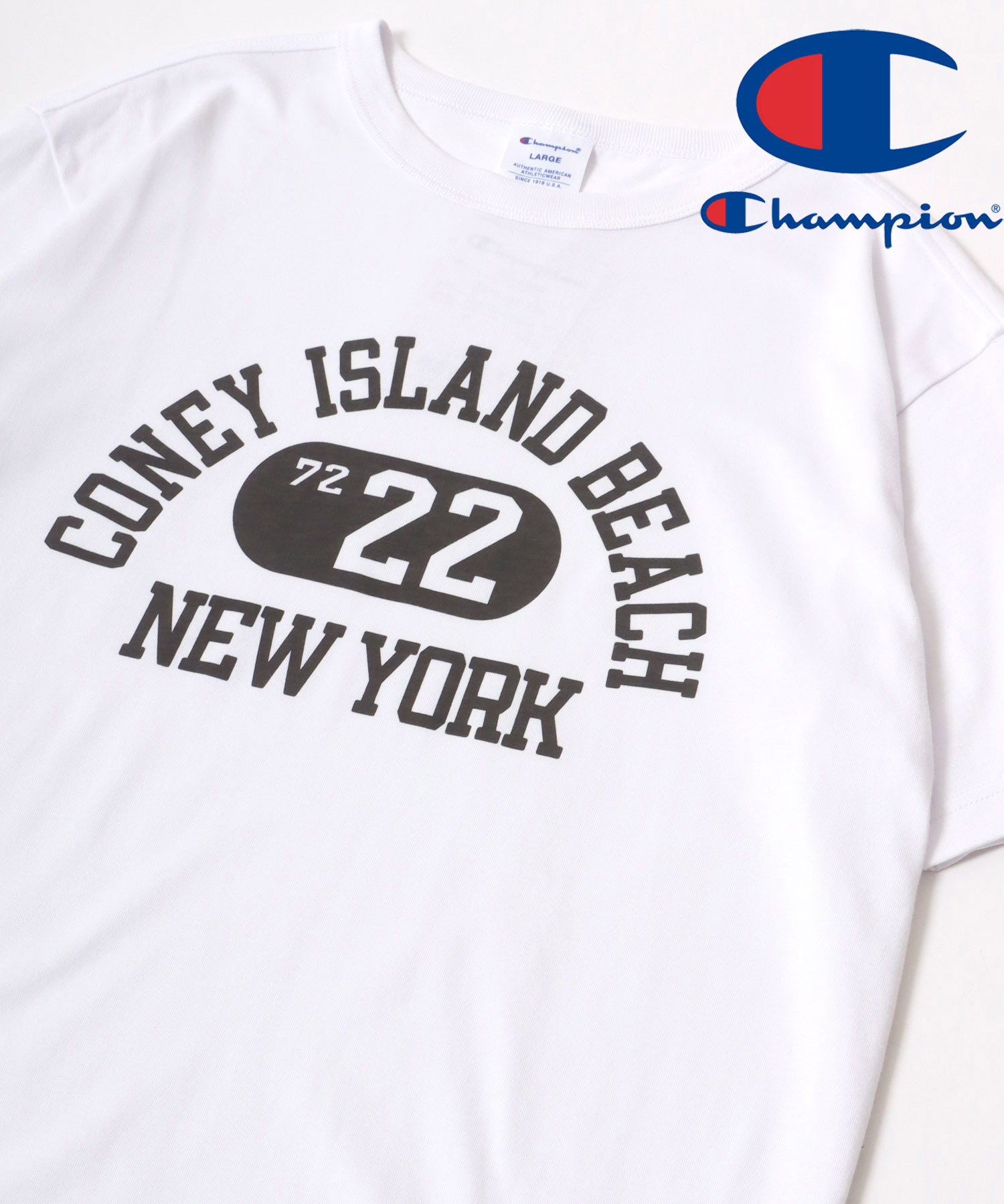 【CHAMPION】USA刺繍ビッグロゴジョグテック半袖Tシャツ CHAMPION】USA刺繍ビッグロゴジョグテック半袖Tシャツ (CHAMPION