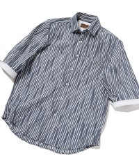 DISTINCTION MEN'S BIGI/コットンPEタックサッカーストレッチ七分袖シャツ/505340766