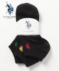 US POLO ASSN/A.黒無地 U.S. POLO ASSN. 刺繍3Pソックス/505346281