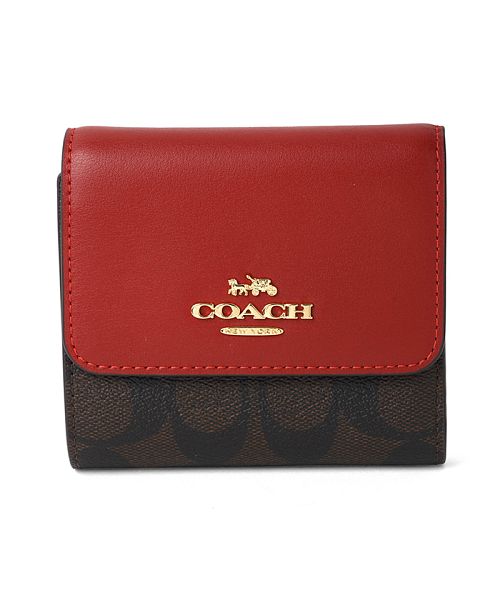 ♩ 新品 COACH コーチ 折り財布   レッド 赤 二つ折り財布