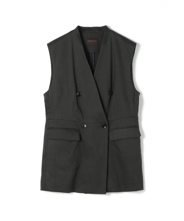 【セール】 セール 40%OFF】シルキーリネンストレッチ ダブルブレストジレ トップス