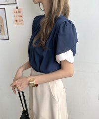 futier land/フューティアランド Futier Land チューリップ袖レイヤー風パワショルブラウス/505302016