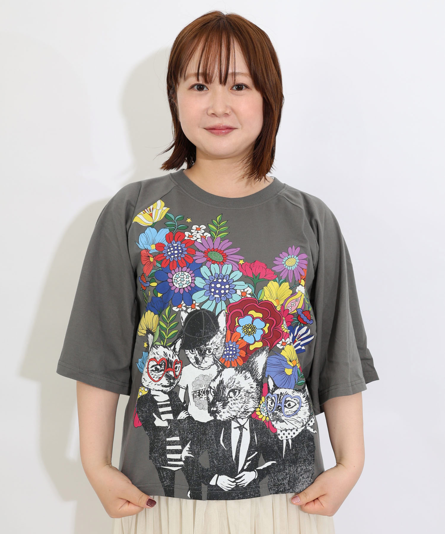 セール】ネコロック花柄Tシャツ(505346053) | スカラー(ScoLar セール】ネコロック花柄Tシャツ(505346053) | スカラー(ScoLar