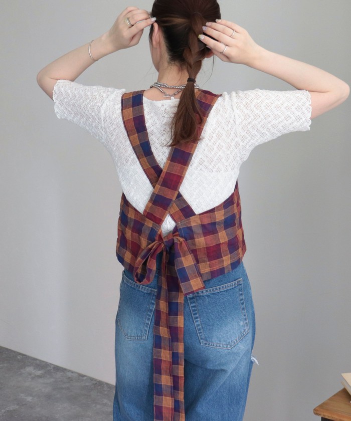 セール 50%OFF】チェックエプロンビスチェ(505348449