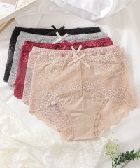 Lace Ladies/5枚セット レースハイウエストショーツ/505376222