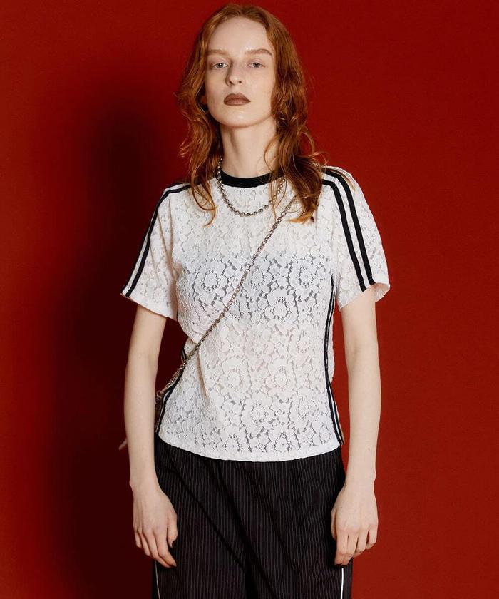 メゾンスペシャルmaison specialサイドラインレーストップスtシャツ MAISON SPECIAL/メゾンスペシャル/サイドラインレーストップス