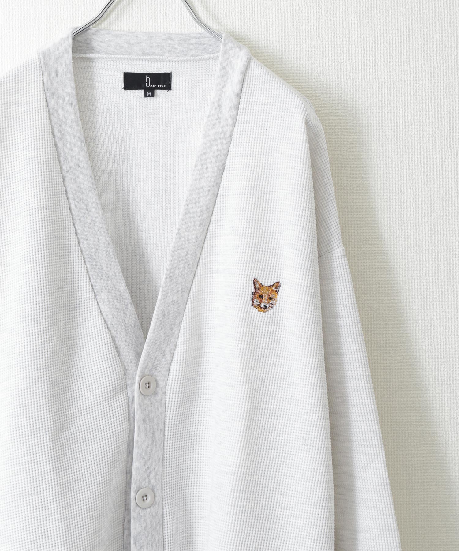 ジップファイブ ZIP FIVE 動物刺繍肉厚ワッフルビッグニット ジップファイブ ZIP FIVE 動物刺繍肉厚ワッフルビッグニット