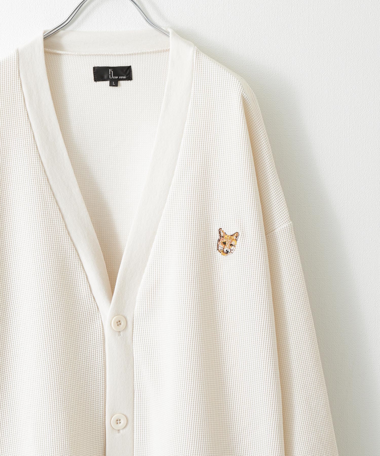 ジップファイブ ZIP FIVE 動物刺繍肉厚ワッフルビッグニット ジップファイブ ZIP FIVE 動物刺繍肉厚ワッフルビッグニット