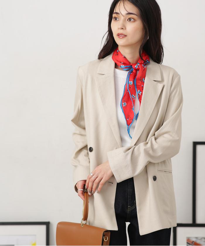 美品 23区 リネン混 カラーレス ジャケット 4XL 大きいサイズ ベージュ 美品 23区 リネン混 カラーレス ジャケット 4XL 大きいサイズ