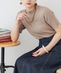 Fashion Letter/Fashion Letter ファッションレター 大きいサイズ プチハイネック ハーフスリーブ トップス 半袖 Tシャツ カットソー リブニット M L LL /505378182