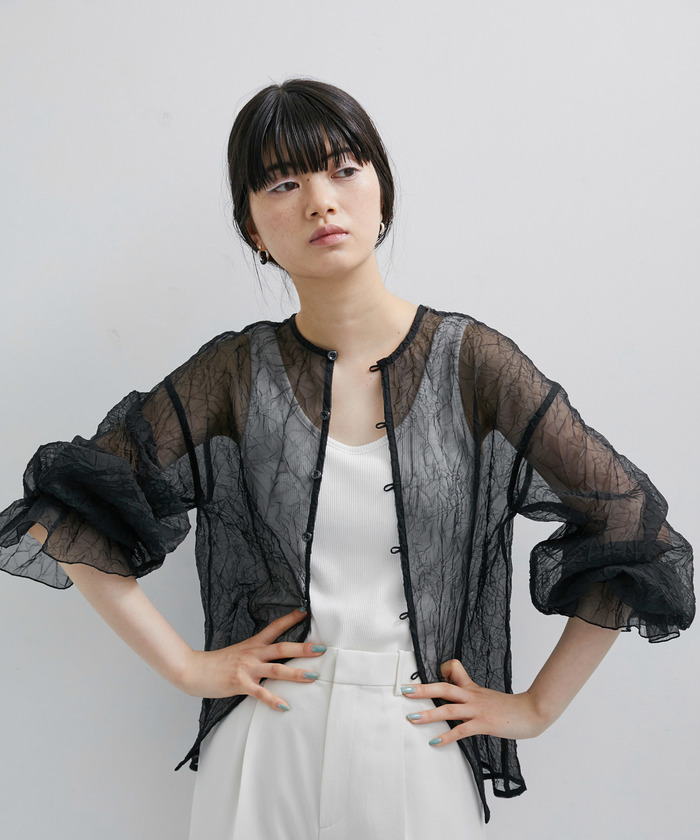 Adam et Rope' - アダムエロペ  2wayシュリンクブラウス セール 40%OFF】【サステナブル】2WAYシュリンクブラウス