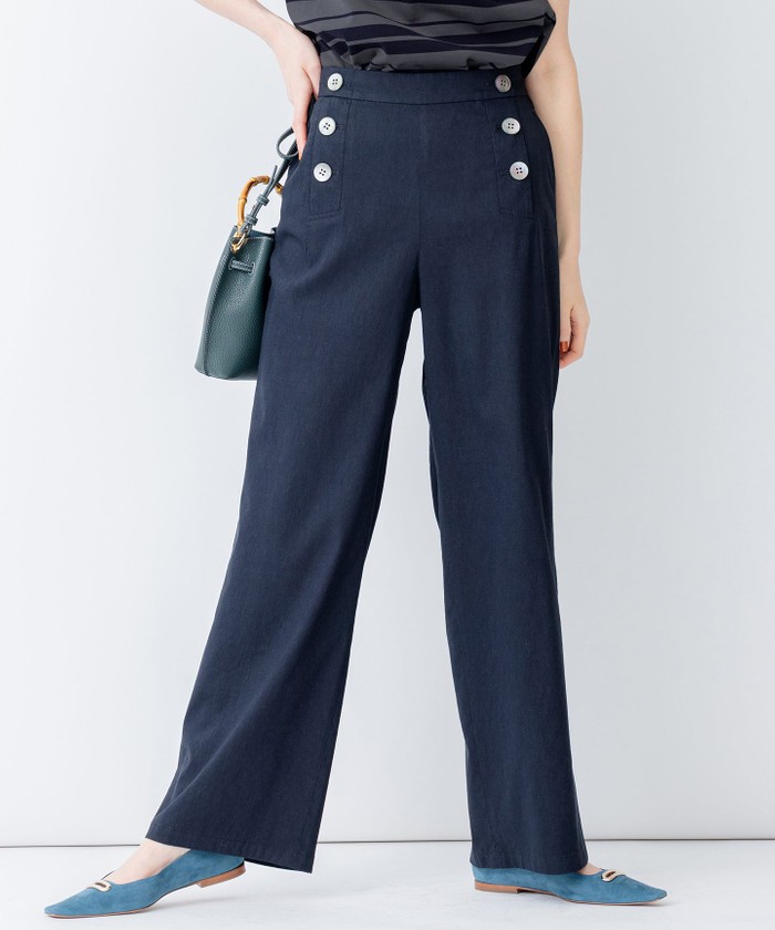 セール 70%OFF】【洗える】リネンヴィスコースストレッチ マリン