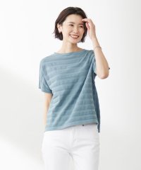 J.PRESS LADIES（LARGE SIZE）/【洗える・抗菌防臭】Pattern シャドーボーダー ニット Tシャツ/505339224