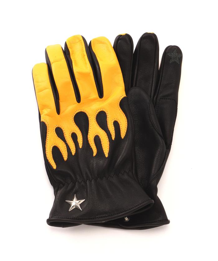 yellow glove ポーチ　ファイヤーパターン yellow glove ポーチファイヤーパターン