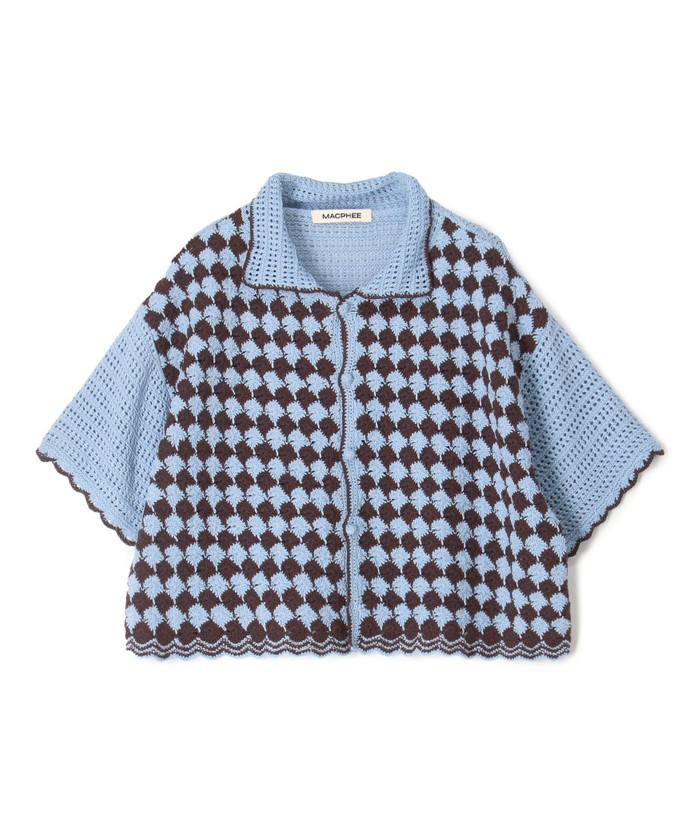 MACPHEE - MACPHEE クロシェットコンビ シャツカーディガン 定価25,300円 クーポン】【セール 30%OFF】クロシェットコンビ シャツ