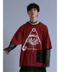semanticdesign/セマンティックデザイン semanticdesign SD×PSYCHONATION フェイクレイヤード メッシュ クルー長袖BIG 半袖 メンズ Tシャツ カ/505386899