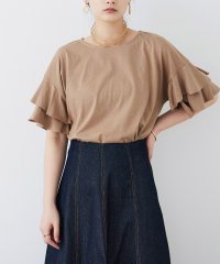 Fashion Letter/Fashion Letter ファッションレター 大きいサイズ ダブルフリルスリーブ Tシャツ プルオーバー コットン 綿 カットソー トップス 半袖 M L /505387285