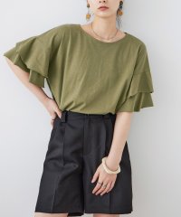 Fashion Letter/Fashion Letter ファッションレター 大きいサイズ ダブルフリルスリーブ Tシャツ プルオーバー コットン 綿 カットソー トップス 半袖 M L /505387285