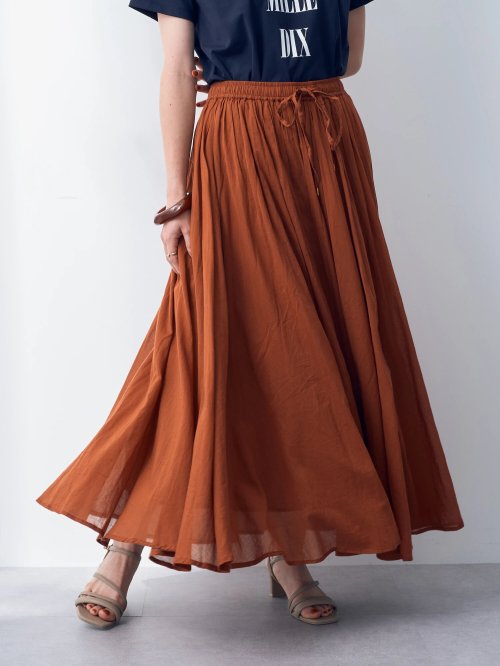 セール】ギャザーフレアロングスカート(505388903) イェッカ ヴェッカ(YECCA VECCA) d fashion マキシロングスカート タックフレア ハイウエスト 綿