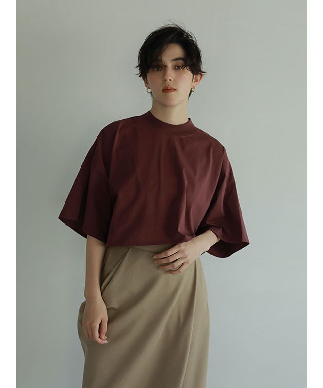 極美品✨エトレ クロップドモックネックTシャツ 洗える ワイド ホワイト 白 極美品✨エトレ クロップドモックネックTシャツ 洗える ワイド