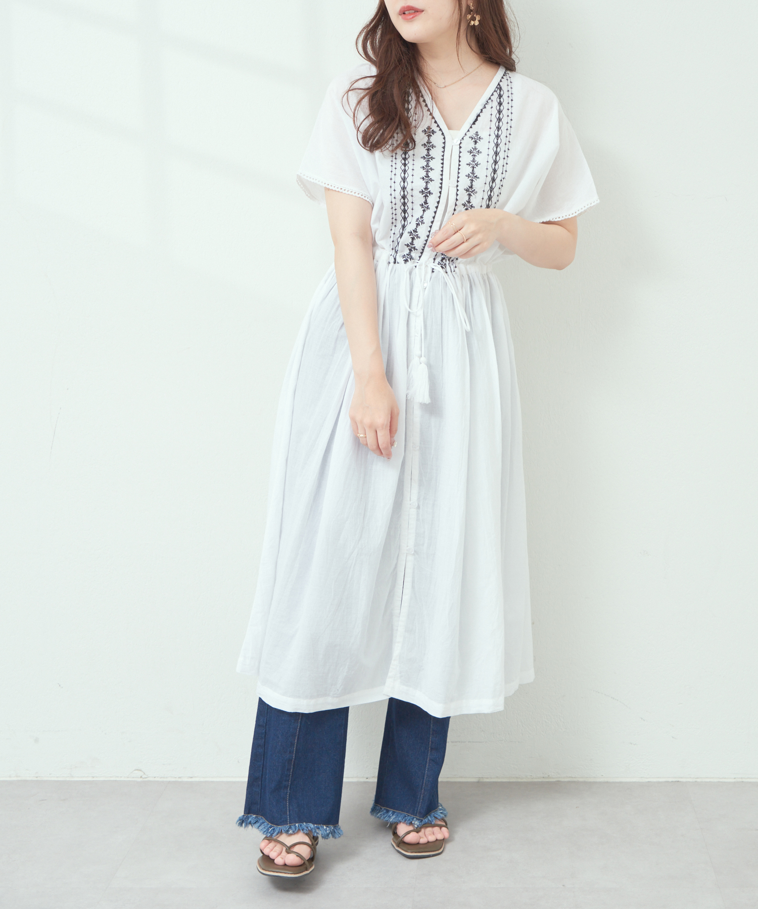セール】【インド綿100%】キャン刺繍ワンピース(505387192