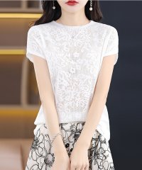 Grandeir/グランディール Grandeir 春夏新作 全3色 透かし編み半袖サマーニットトップス/505396420