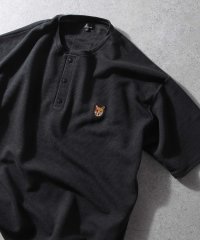 ZIP FIVE/動物刺繍 肉厚ワッフル ビッグシルエットクルー＆ヘンリー半袖Tシャツ/505396636