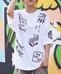 1111clothing/オーバーサイズ Tシャツ メンズ ビッグTシャツ レディース ダイス Tシャツ フラワー ビッグシルエットTシャツ 半袖Tシャツ ワンポイント 発砲プリント/505396881