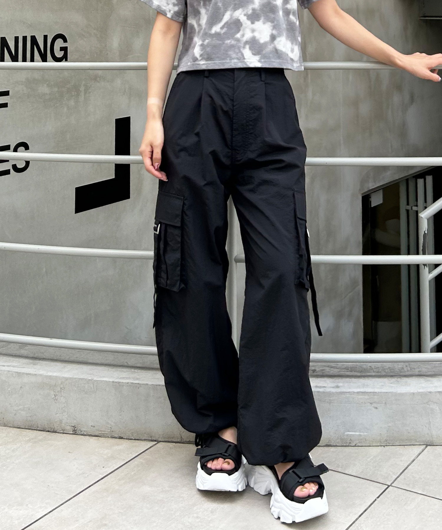 クーポン】【セール10%OFF】サイドベルトナイロンワイドカーゴ/パンツ