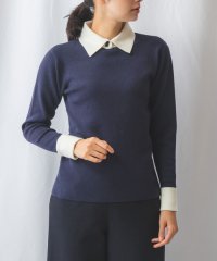 NARA CAMICIE/配色衿ニットプルオーバー/505398867