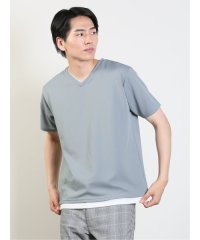 TAKA-Q/リップル フェイクVネック 半袖 メンズ Tシャツ カットソー カジュアル インナー ビジネス ギフト プレゼント/505400083