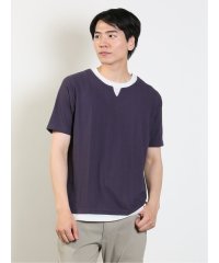 TAKA-Q/梨地 フェイクキーネック 半袖 メンズ Tシャツ カットソー カジュアル インナー ビジネス ギフト プレゼント/505400084