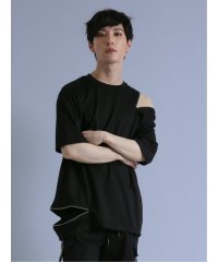 semanticdesign/アシメZIP クルーネック半袖ルーズ 半袖 メンズ Tシャツ カットソー カジュアル インナー ビジネス ギフト プレゼント/505401626