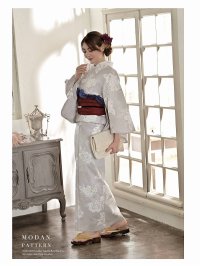 Rew-You/浴衣 グレー かわいい 二部式 セパレート 高級浴衣 花 すぐ着れる セット浴衣 キャバ嬢 高級 Ryuyu/505401293
