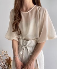 FILLOU/フィルー FILLOU FILLOU ハーフスリーブシアーブラウス/505395427