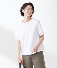 J.PRESS LADIES（LARGE SIZE）/【接触冷感・UVケア】コンパクトコットンスムース 刺繍スリーブ カットソー/505404094