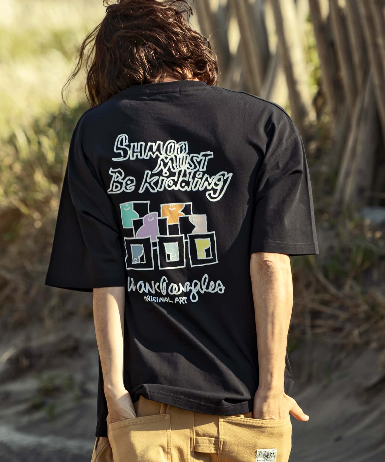 goa ゴア　バックフェザープリントTシャツ　羽柄　Y2K Mark Gonzales マークゴンザレス MARK GONZALES ARTWORK