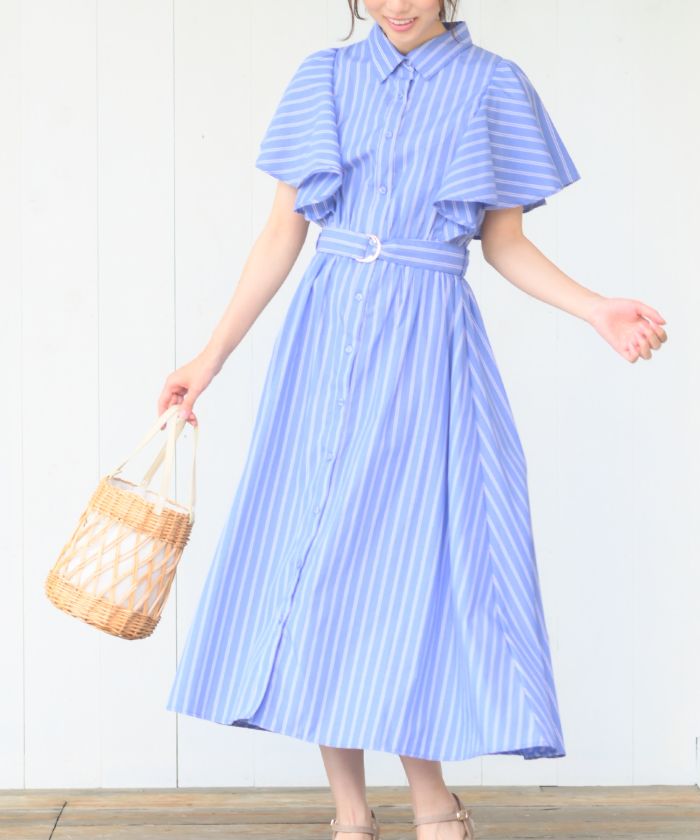 Burberry ブルーレーベル 袖リボン ギャザー フレア ワンピース ベルト Burberry ブルーレーベル 袖リボン ギャザー フレア ワンピース