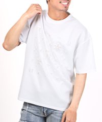 LUXSTYLE/エンボス箔シート半袖Tシャツ/Tシャツ メンズ 半袖 エンボス モチーフ 箔プリント オーロラ 凸凹/505405281