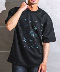 LUXSTYLE/エンボス箔シート半袖Tシャツ/Tシャツ メンズ 半袖 エンボス モチーフ 箔プリント オーロラ 凸凹/505405281