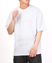 LUXSTYLE/エンボスロゴ箔シート半袖Tシャツ/Tシャツ メンズ レディース 半袖 プリント ロゴ エンボス ホログラム オーロラ/505405282