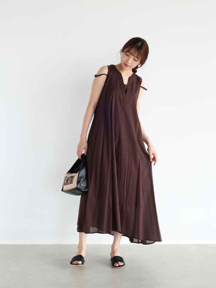 【人気色】ヤマダヤ★Vin キーネックコットンボイルワンピース/ブルー ヴァン Vin キーネックコットンボイルワンピース(505407832