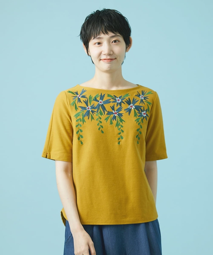 セール 50%OFF】Petalo フラワー刺繍カットソー(505413595