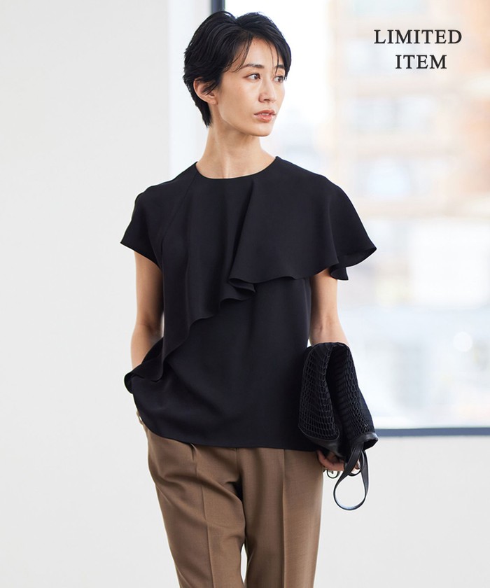 大人かわいい】新品 フリル 白黒プリントカットソー黒 r71d-卸売