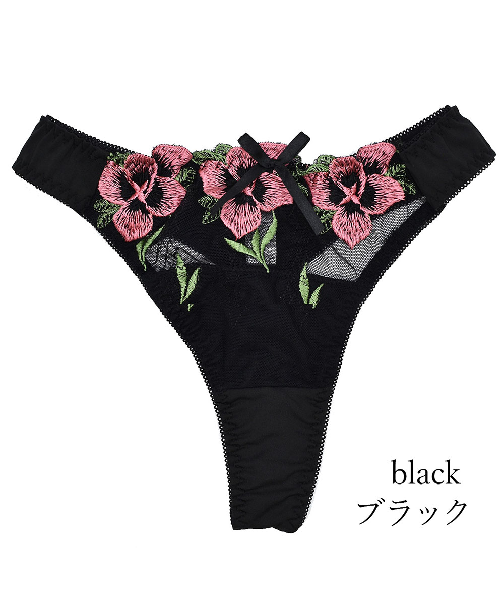 ピンクピンクピンク PINK PINK PINK 大輪花柄刺繍Tバック