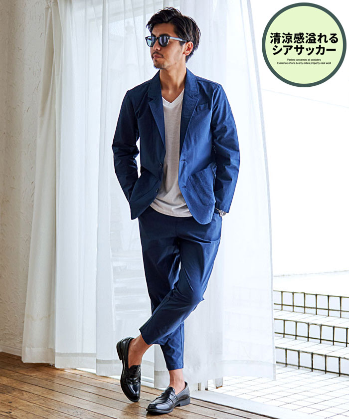 ビッチ VICCI VICCI シアサッカーセットアップ カジュアルスーツ ビッチ VICCI VICCI シアサッカーセットアップ カジュアルスーツ