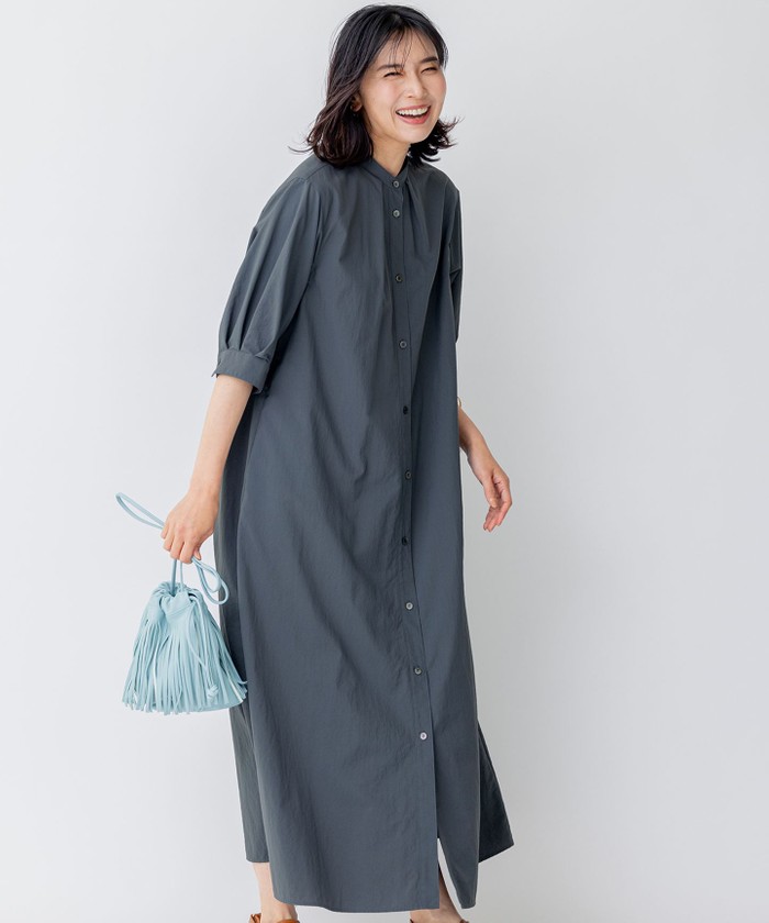 23区 シャツワンピース （セール】【洗える】プレーンストレッチ