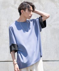 CavariA/CavariA ポンチ配色切り替えTシャツ 5・7分丈/505417614